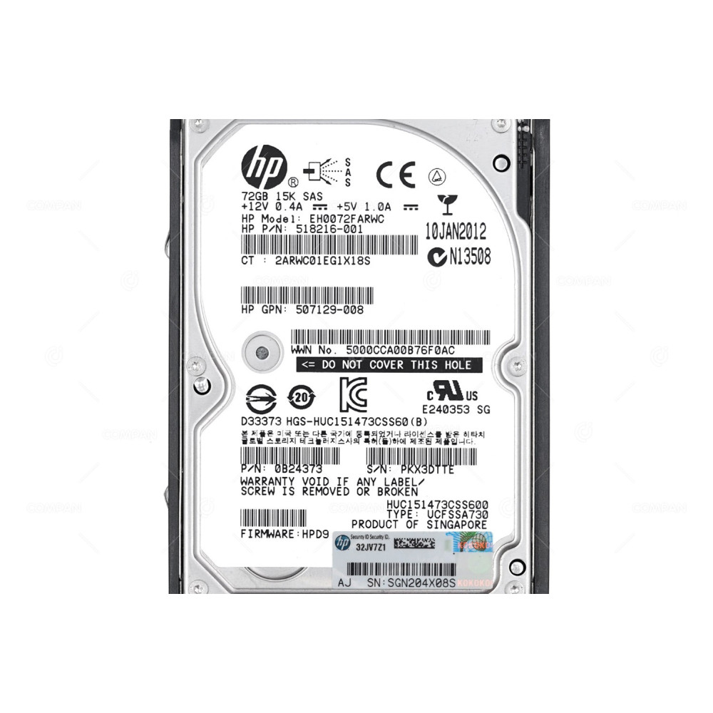 512743-001 HP HDD 73GB 15K SAS 6G 2.5" SFF HOT-SWAP